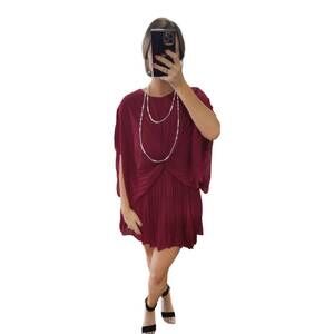 NEW MILIO MILANO pleated mini dress in wine